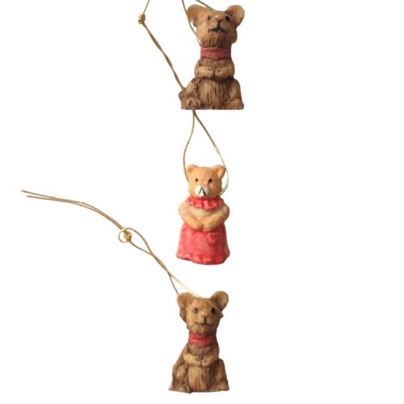 Vtg Mouse Ornaments Package Toppers MICRO MINI Lot of 3 Resin Christmas Mice. - Picture 4 of 16